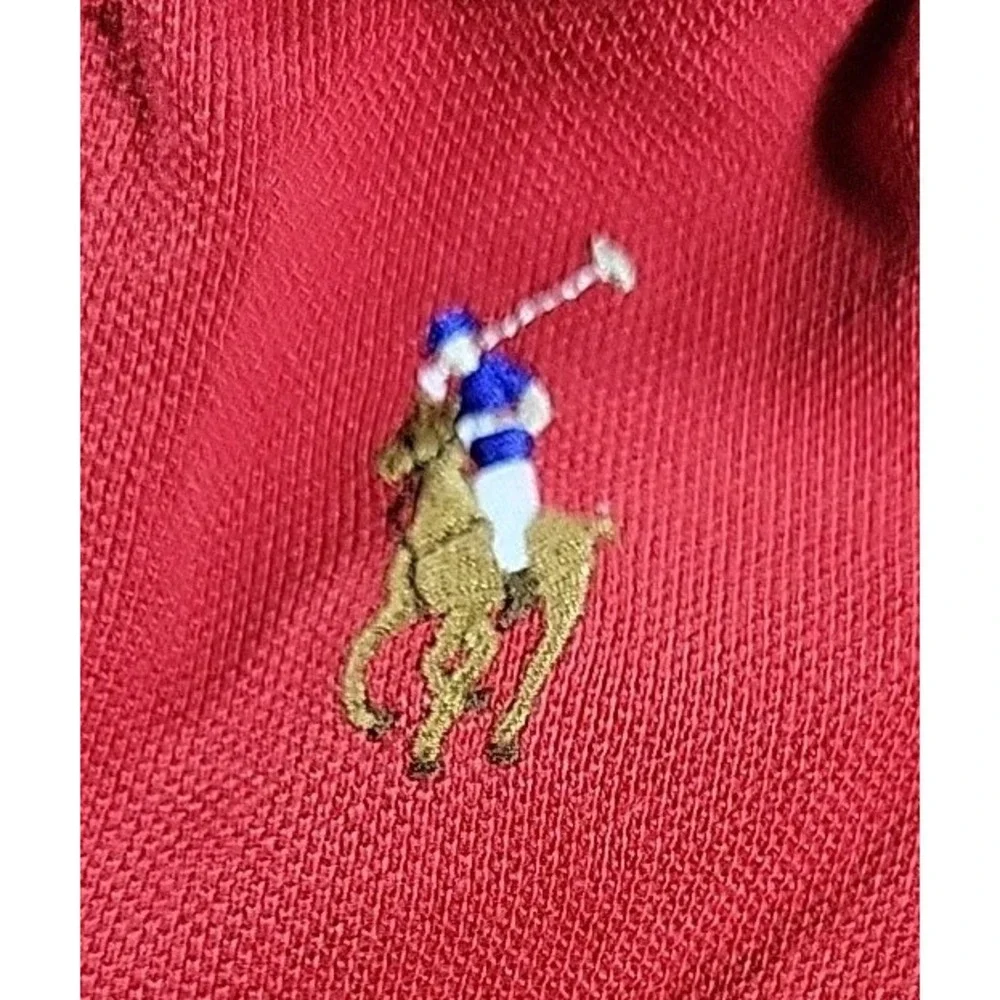 Ralph Lauren One Piece Baby 6 Months RED/BLUE LONG Sleeve Snap Closure Big Pony‎
